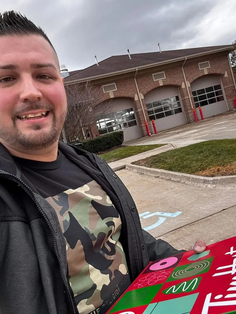 Tony Marchetti outside the fire station